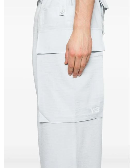 Y-3 White Wide-Leg Cargo Pants