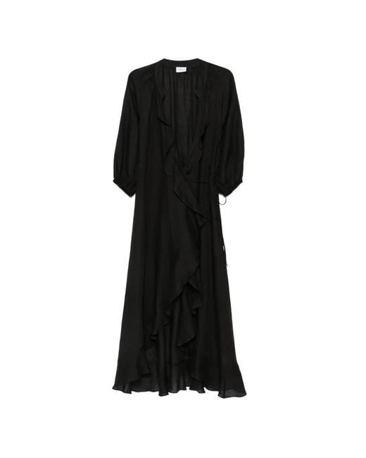 Marella Black Ruffled Wrap Dress