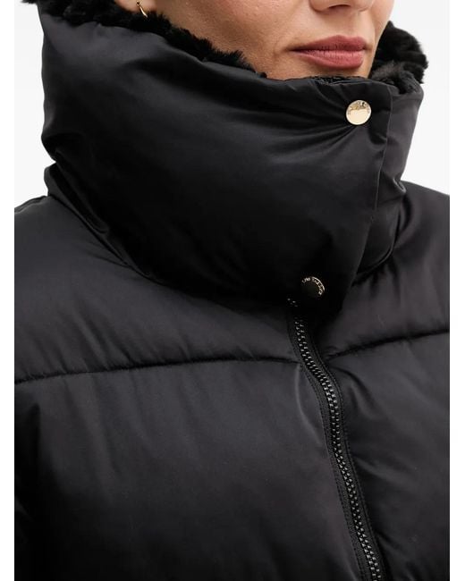 Save The Duck Black Faux-Fur Hooded Puffer Jacket