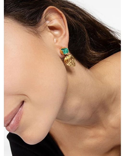 FENOMENA Metallic Shells Emerald Earrings
