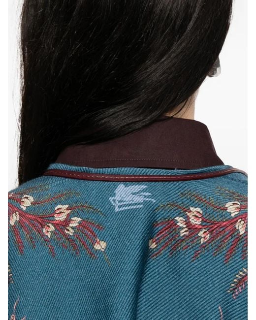 Etro Blue Paisley-Print Poncho