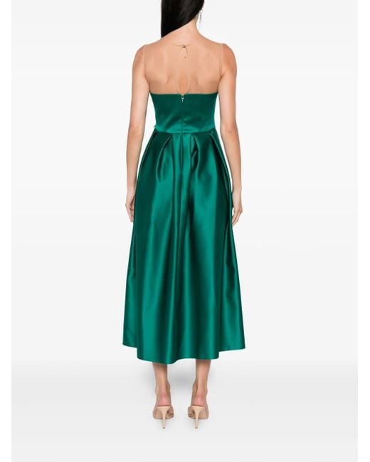 Nissa Green Bow-Detail Midi Dress