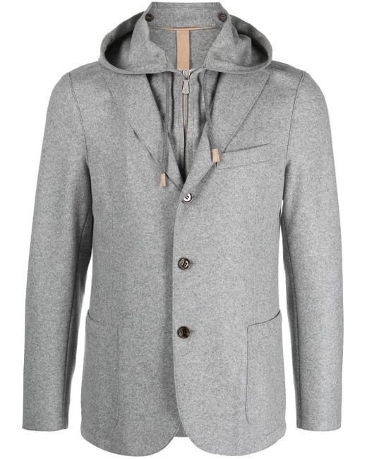Eleventy Detachable-hood Wool-blend Blazer in Gray for Men