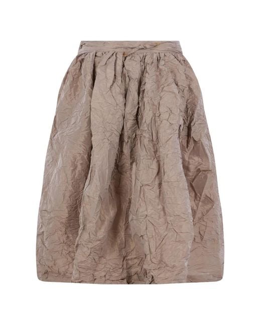 Daniela Gregis Brown Crinkled Tie-Fastening Mid Skirt