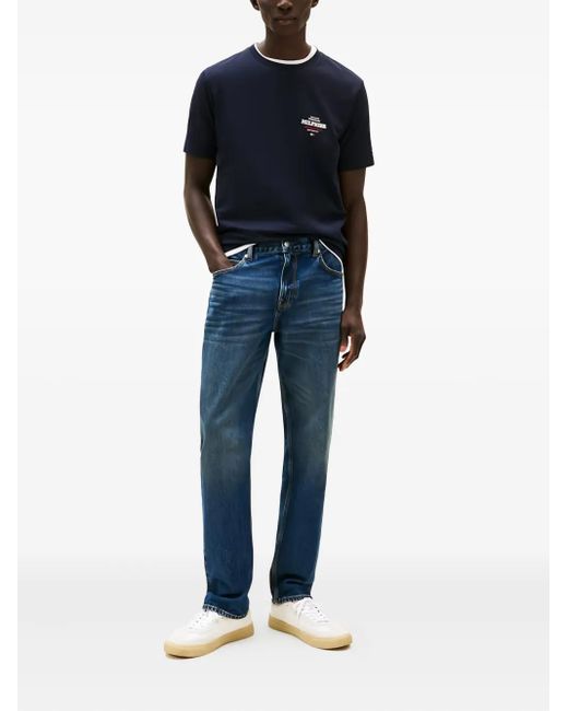 Tommy Hilfiger Black Logo-Embroidered Crew-Neck T-Shirt for men