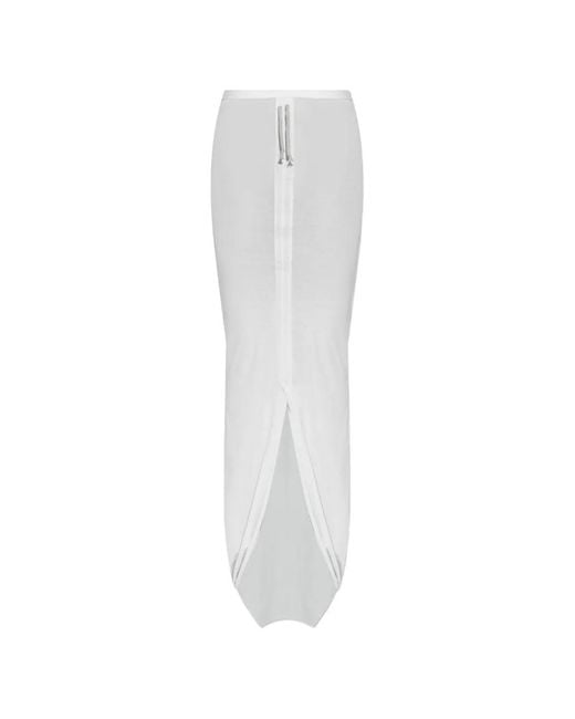 Rick Owens White Drawstring Slit Skirt