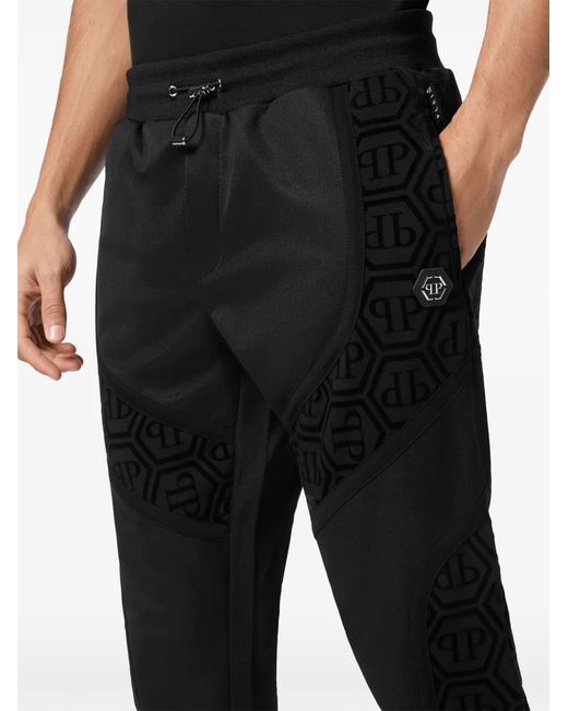 Philipp Plein Black Logo-Patch Track Pants for men