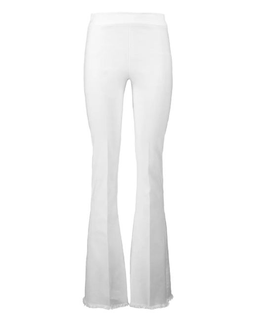 Avenue Montaigne White Bellini Frayed-Hem Flared Trousers