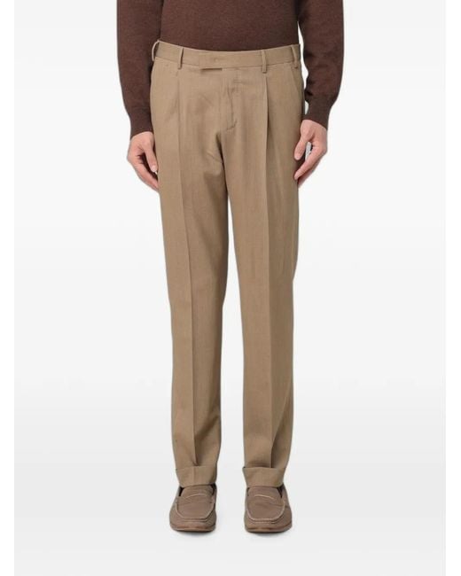 PT Torino Natural Pleated Tailored Trousers for men