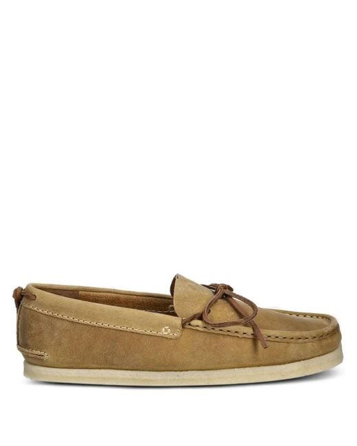 Clarks Brown Leather Lace-Up Loafers for men