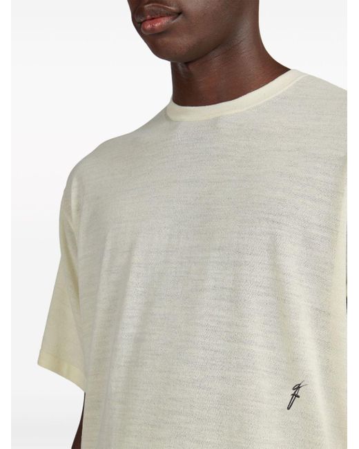 Ferragamo White Logo-embroidered Virgin-wool T-shirt for men