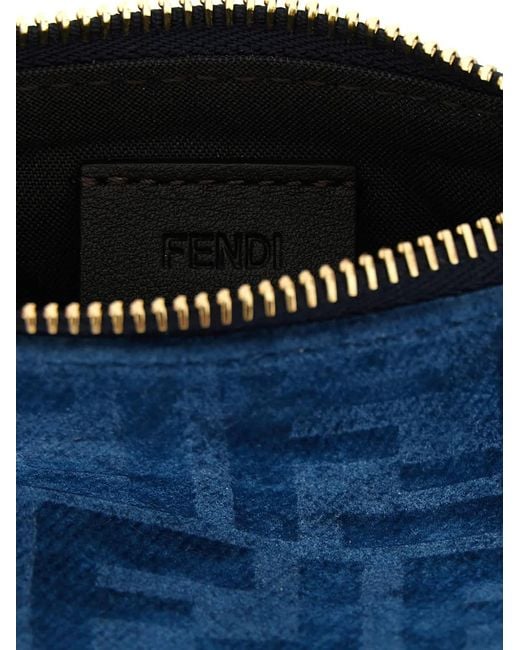 Fendi Blue Ff Mini Denim Pouch