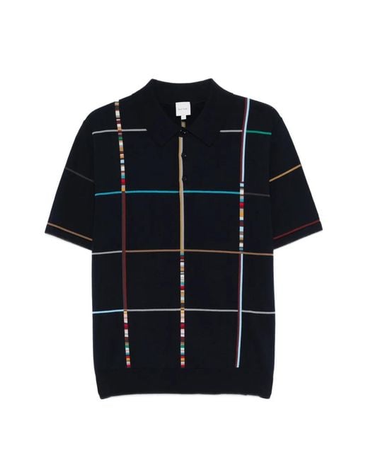 Paul Smith メンズ ブルー チェック ポロシャツ