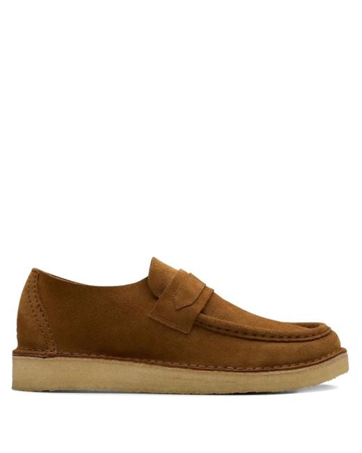 Clarks Brown Nomad Suede Penny Loafers for men