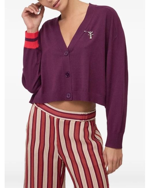 Ottod'Ame Purple Cropped Button-Up Cardigan