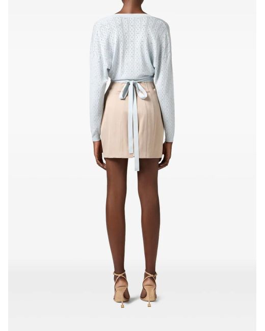 Elisabetta Franchi White Rear-Tie Knitted Top