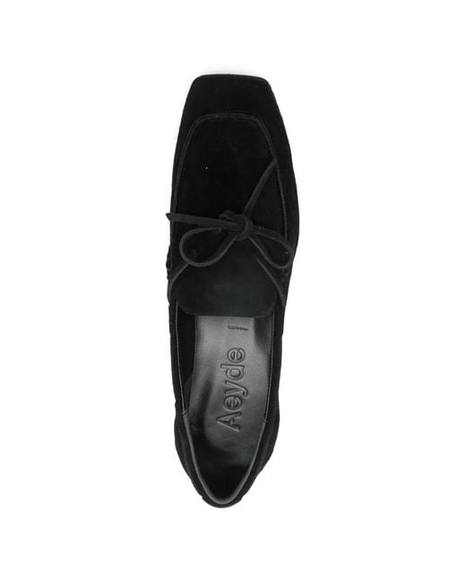 Aeyde Black Grenn Suede Bow Pumps