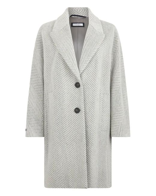 Peserico Gray Herringbone-Pattern Coat
