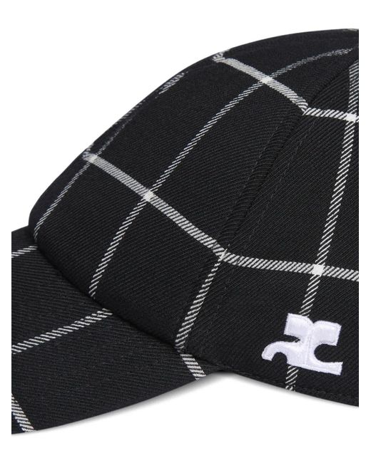 Courreges Black Signature Check Cap