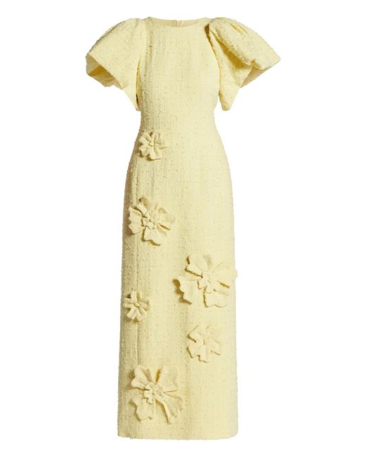 LEO LIN Luconda Tweed Jurk Met Bloem-Applicatie in het Metallic