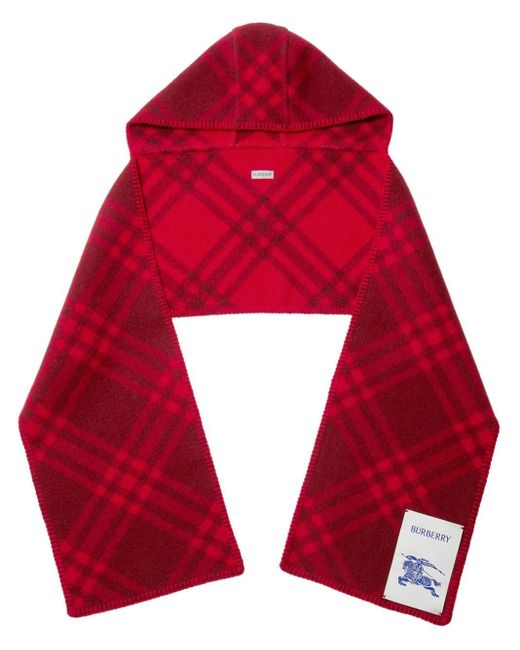 Burberry Logo-patch Checkered Hooded Scarf