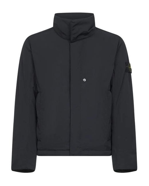 Stone Island Gewatteerd Jack Met Opstaande Kraag in het Black voor heren