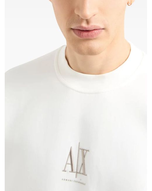 ARMANI EXCHANGE White Logo-Embroidered Sweatshirt for men