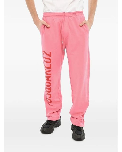 DSquared² Pink Logo-Print Track Pants for men