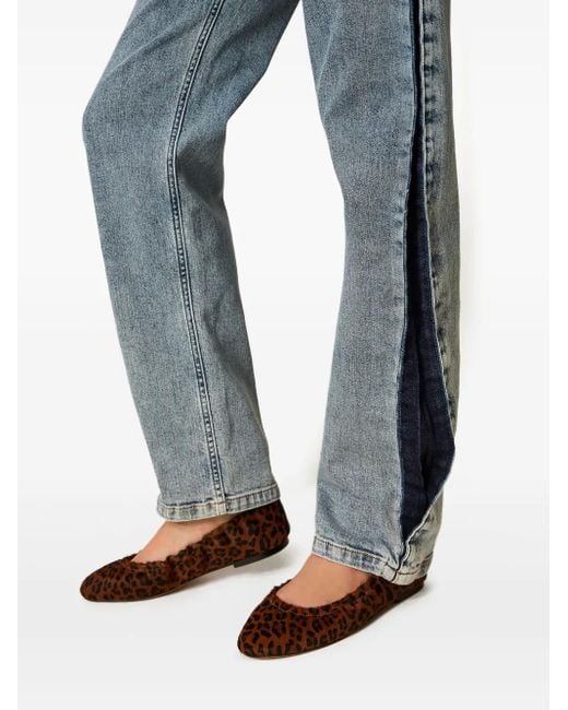 Twinset Tweekleurige Jeans Met Zijstreep in het Blue