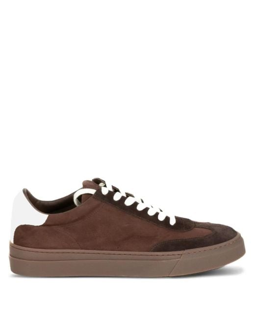 Stokton Brown Panelled Suede Sneakers for men