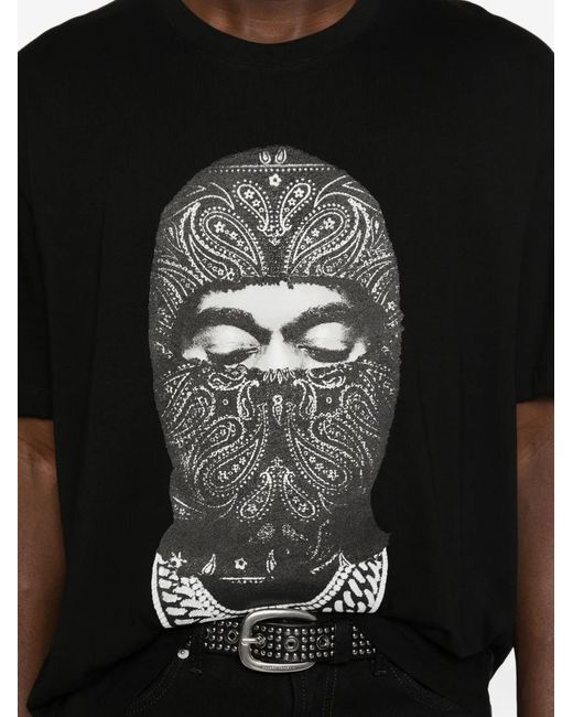 Ih Nom Uh Nit Black Paisley Mask Front T-Shirt for men