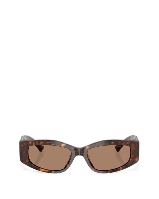 Jimmy Choo Brown Uma Geometric-Frame Sunglasses