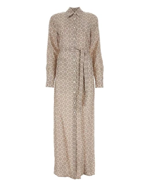 Robe-Chemise Longue À Motif Géométrique Prada en coloris Natural