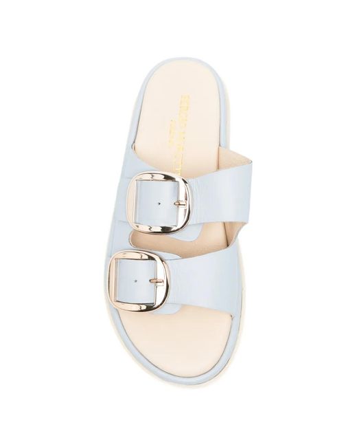 SERGIO MORETTI FIRENZE White Buckle-Fastening Double-Strap Mules