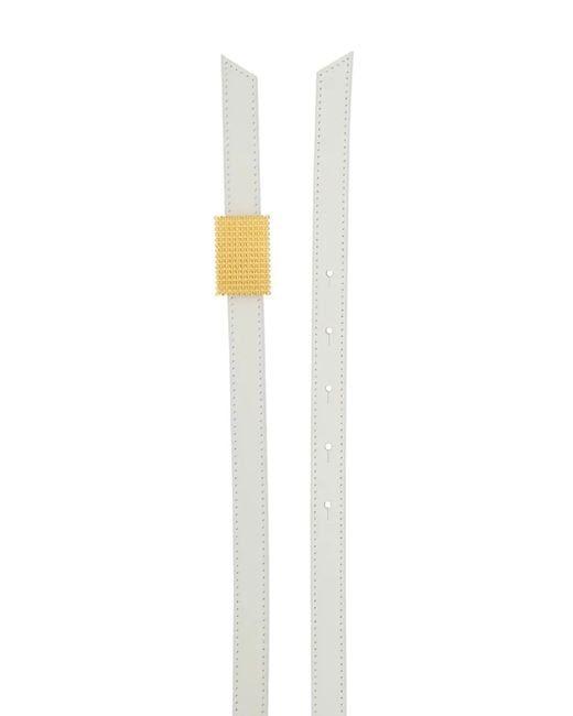 Lanvin White Punched Hole Adjustable Leather Belt