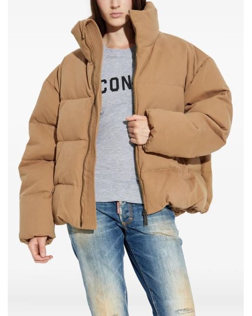 DSquared² Natural Deer-Print Quilted Jacket