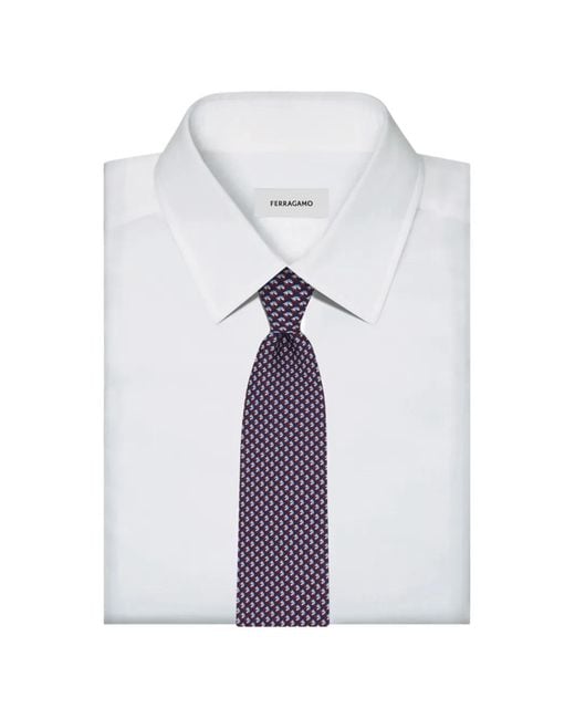 Ferragamo Blue Pegasus-Print Silk Tie for men