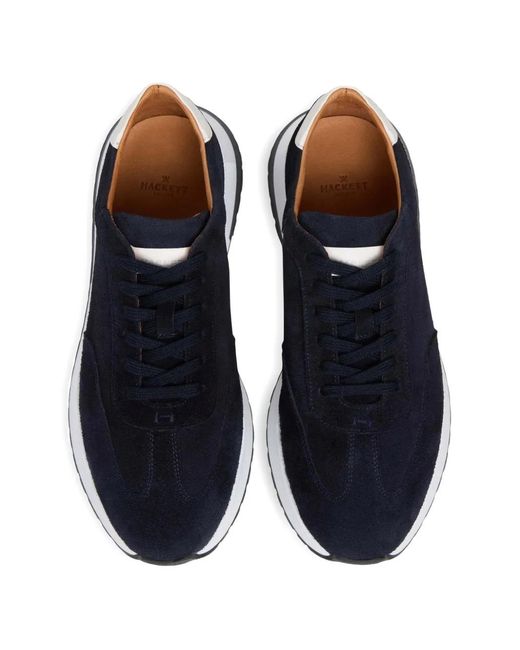 Hackett Blue Rapid Chad Perforated-Logo Sneakers for men