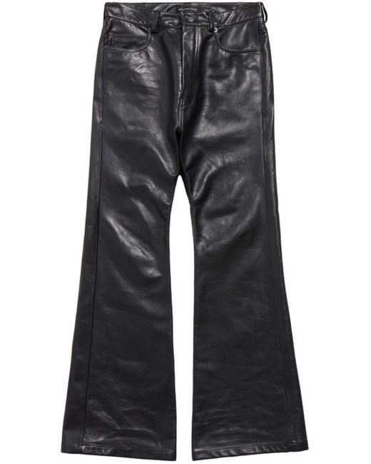 Balenciaga Black Flared Leather Trousers
