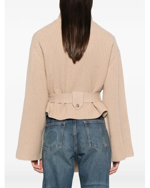 Brandon Maxwell Natural Neal Belted Zip-Front Cardigan