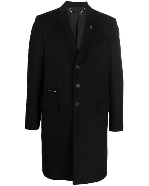 Philipp Plein Single-breasted Wool-cashmere Coat in Black for Men | Lyst
