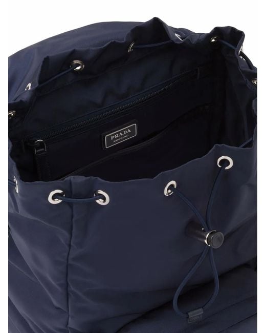 Prada Blue Re-Nylon Triangle Logo Backpack for men