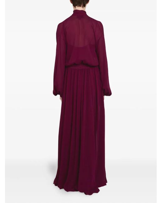 Giambattista Valli Maxi-Jurk Met Gestrikte Hals in het Purple
