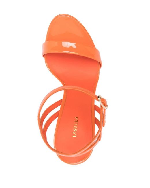 Le Silla Orange Gwen 120mm Patent Leather Sandals