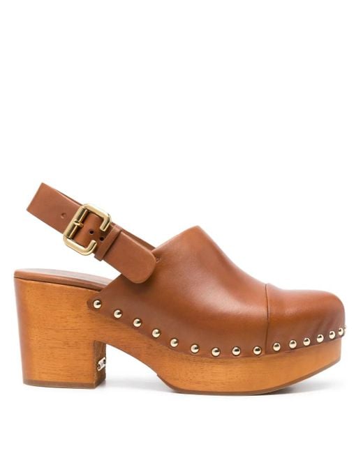 Chloé Brown Jeannette Wedge Clogs