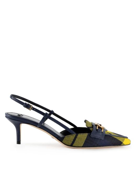 Elisabetta Franchi Blue Tartan Pumps