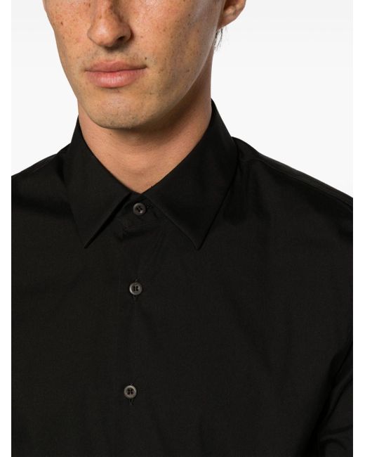 Chemise en popeline à manches longues Prada pour homme en coloris Black