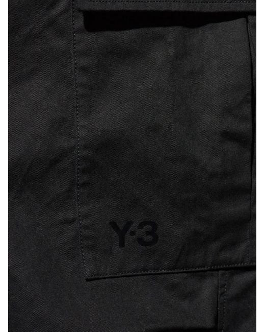 Y-3 Black Drawstring Cargo-Pocket Trousers for men