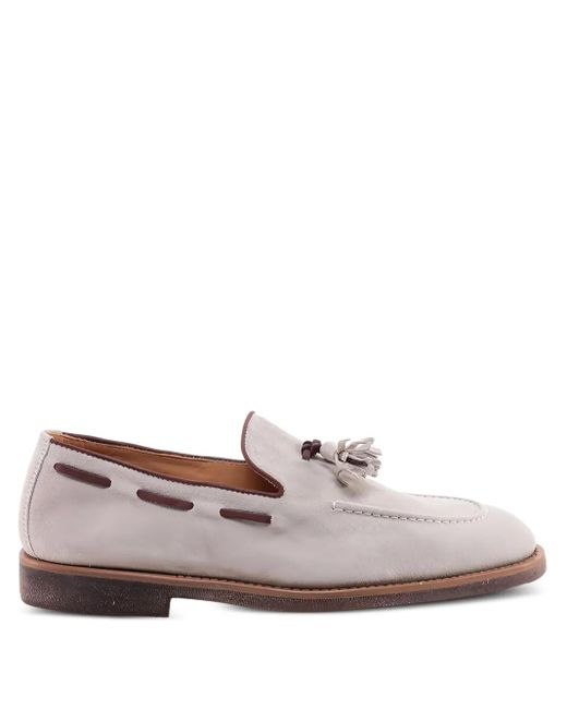 メンズ Brunello Cucinelli タッセル スエードローファー Natural