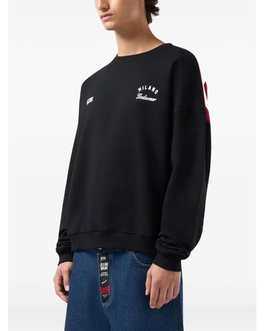 Gcds Black Logo-Print Panelled Sweatshirt for men